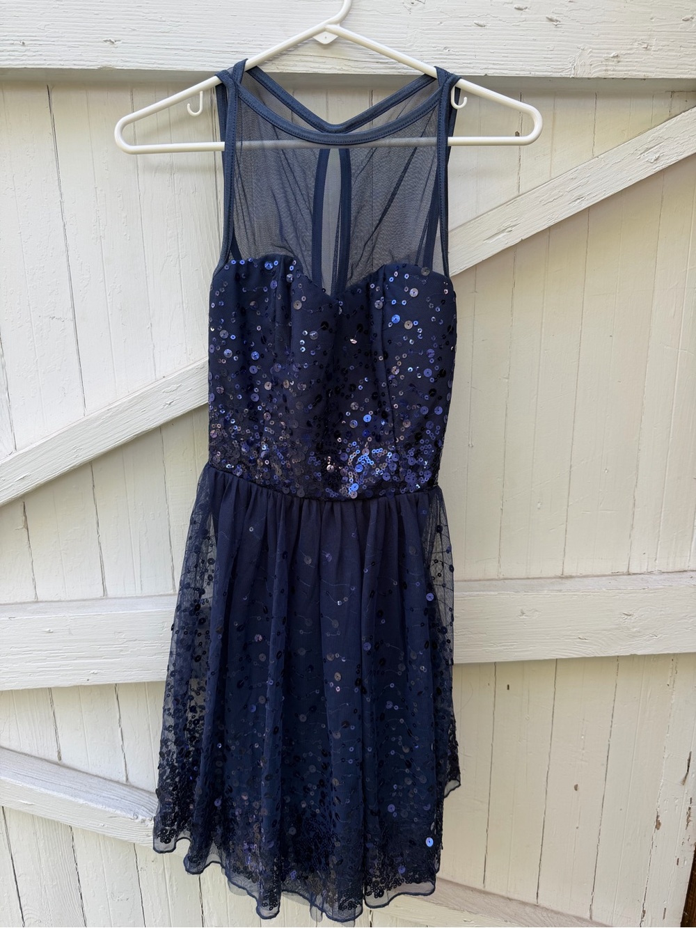 Ruby Rox Navy Mesh Cocktail Dress
